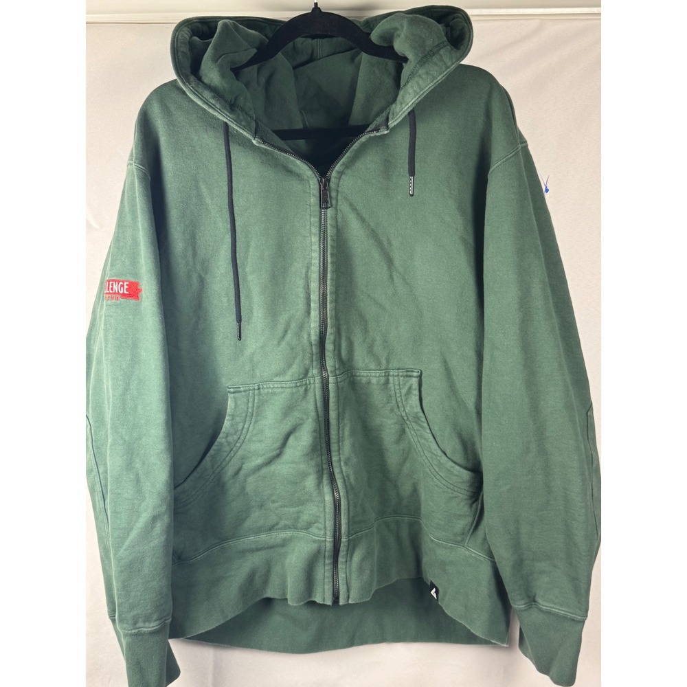 American Giant Mens XXL Green Full Zip Hoodie Challenge Butter Patch Made in USA